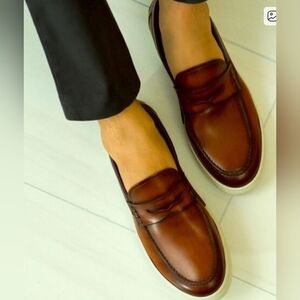 Size 11 Magnanni Briwn Leather Loafer Retail 398$